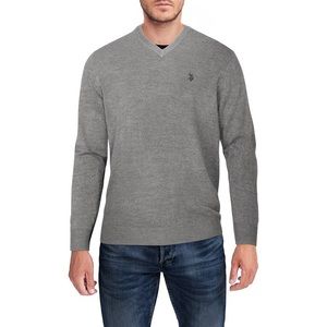 US Polo Assn V-neck Performance Sweater, Flannel Heather Color